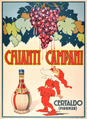 Original Vintage 1940 Advertising Poster For Chianti Campani